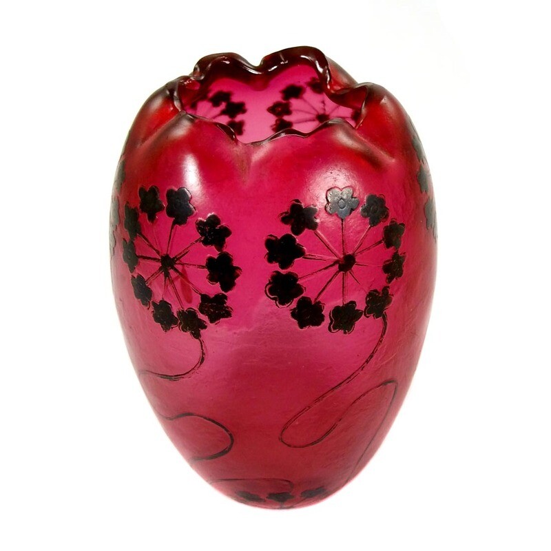 Vase with silver overlay decor, Carl Goldberg in Haida around 1900