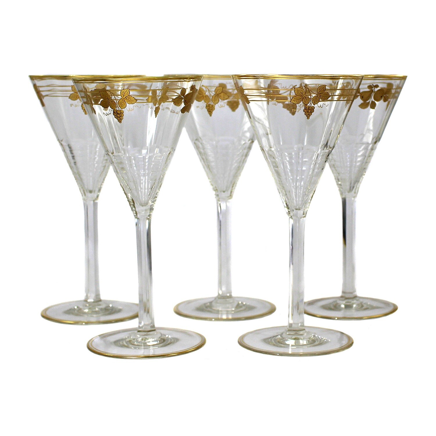 1st of 5. Champagne glass with polished gold painting, Blumenbach glass factory around 1908-10
