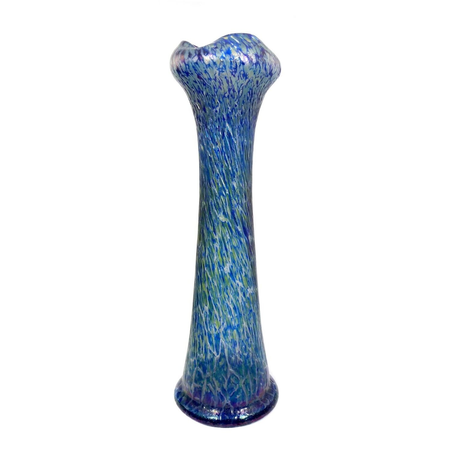 Large vase with yellow and blue crumbs, Bohemia around 1900