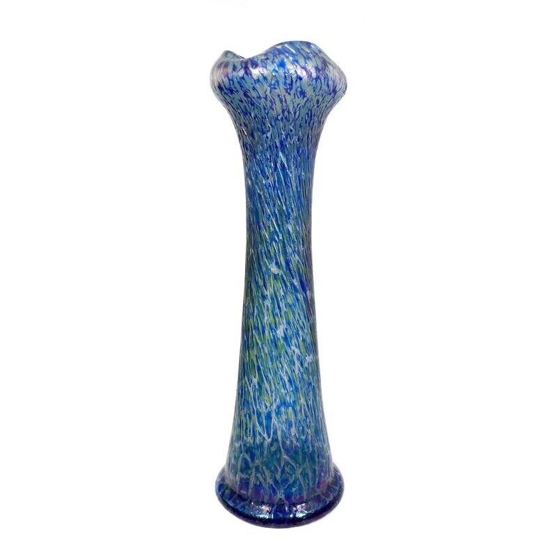Large vase with yellow and blue crumbs, Bohemia around 1900