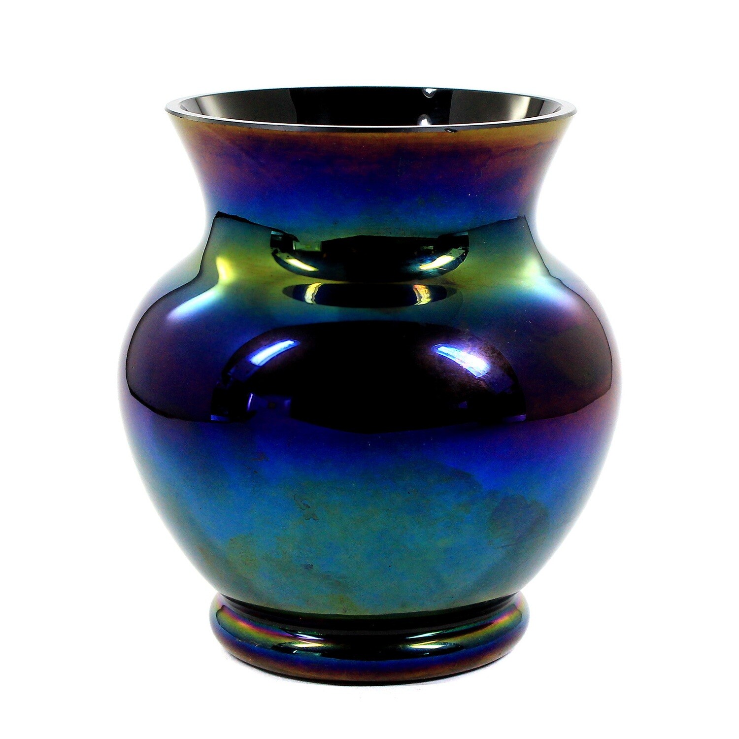 Small vase made of black glass with a lustered surface, Bohemia around 1910-20