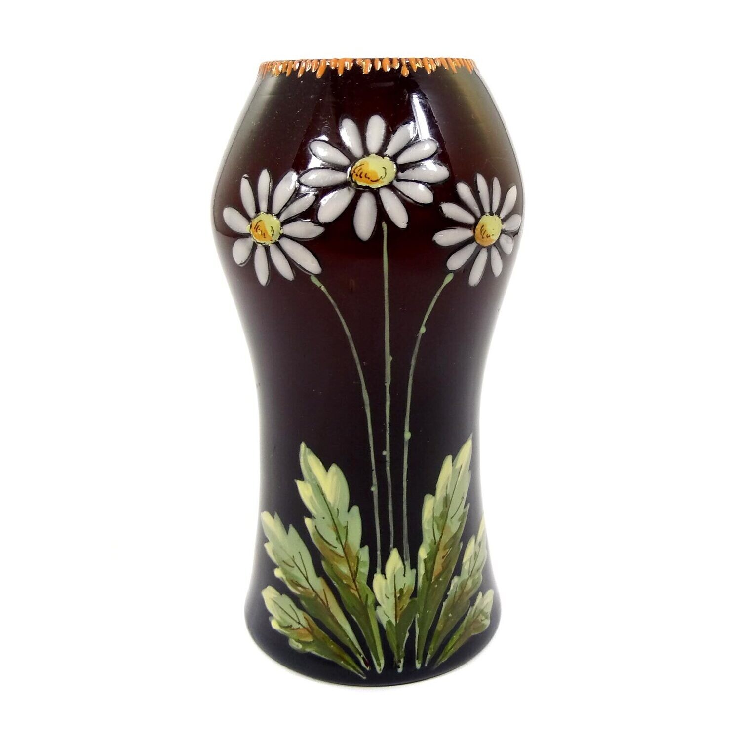 Small vase with multicolored overlay and enamel painting, Bohemia around 1900