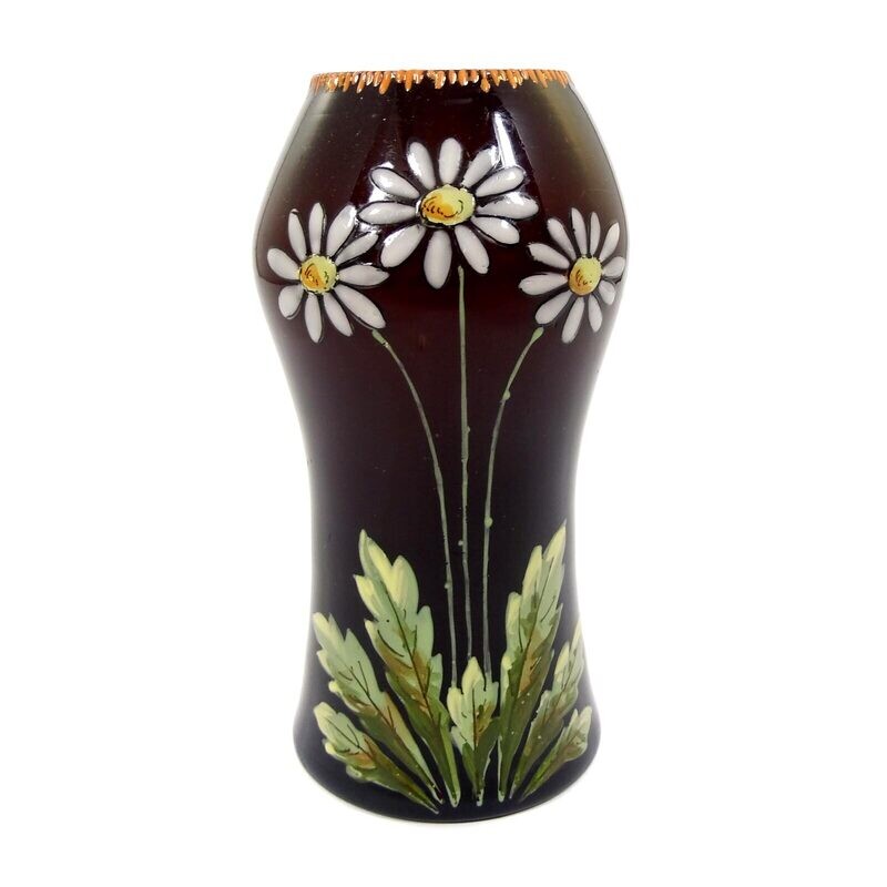 Small vase with multicolored overlay and enamel painting, Bohemia around 1900