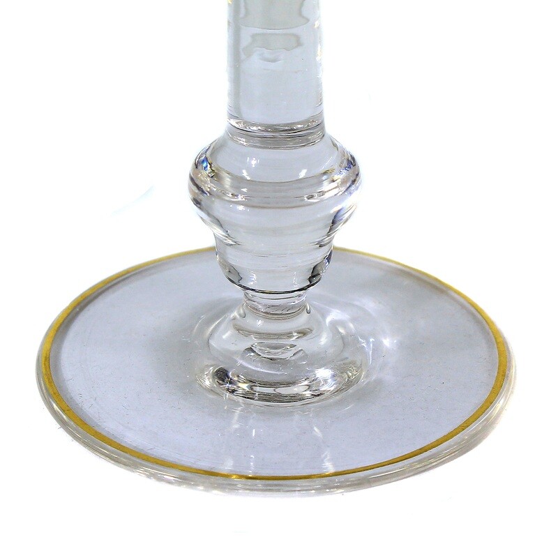 Tall stemmed glass with colorful transparent enamel painting, Meyr's nephew around 1900.