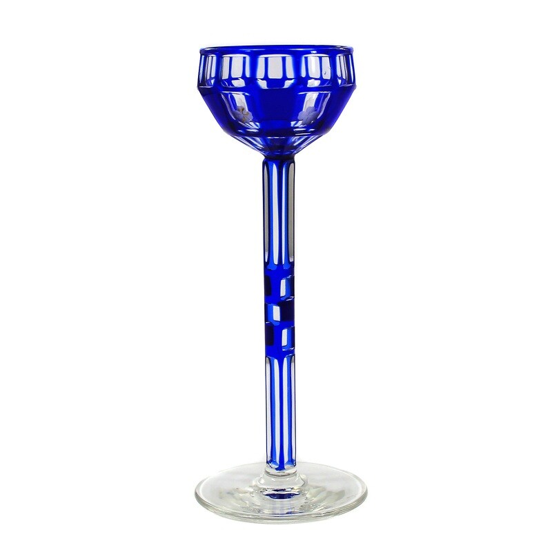 Stem glass / liqueur glass with overlay, designed by Otto Prutscher around 1906
