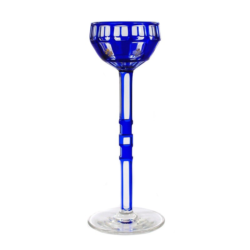 Stem glass / liqueur glass with overlay, designed by Otto Prutscher around 1906