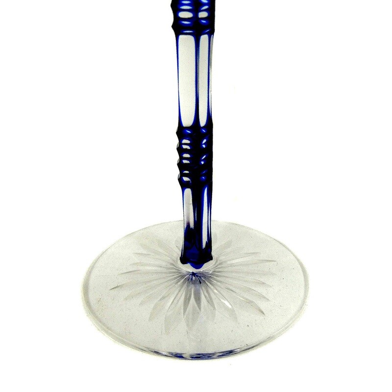Stem glass with cobalt blue overlay &amp; decorative cut decoration, Meyr's nephew around 1920