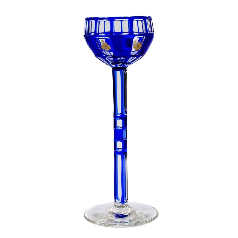 Stem glass / liqueur glass with overlay, designed by Otto Prutscher around 1906
