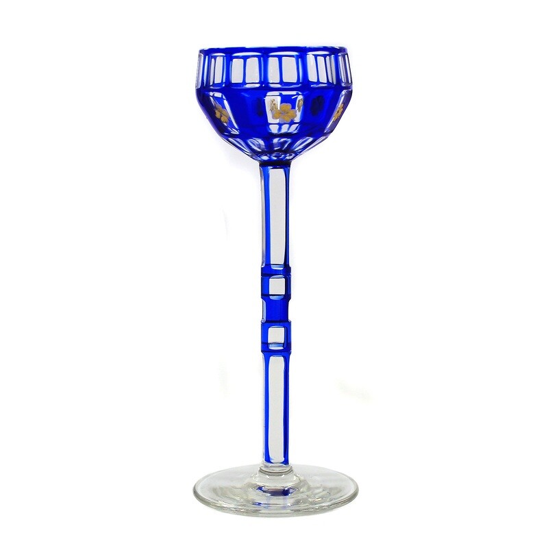 Stem glass / liqueur glass with overlay, designed by Otto Prutscher around 1906