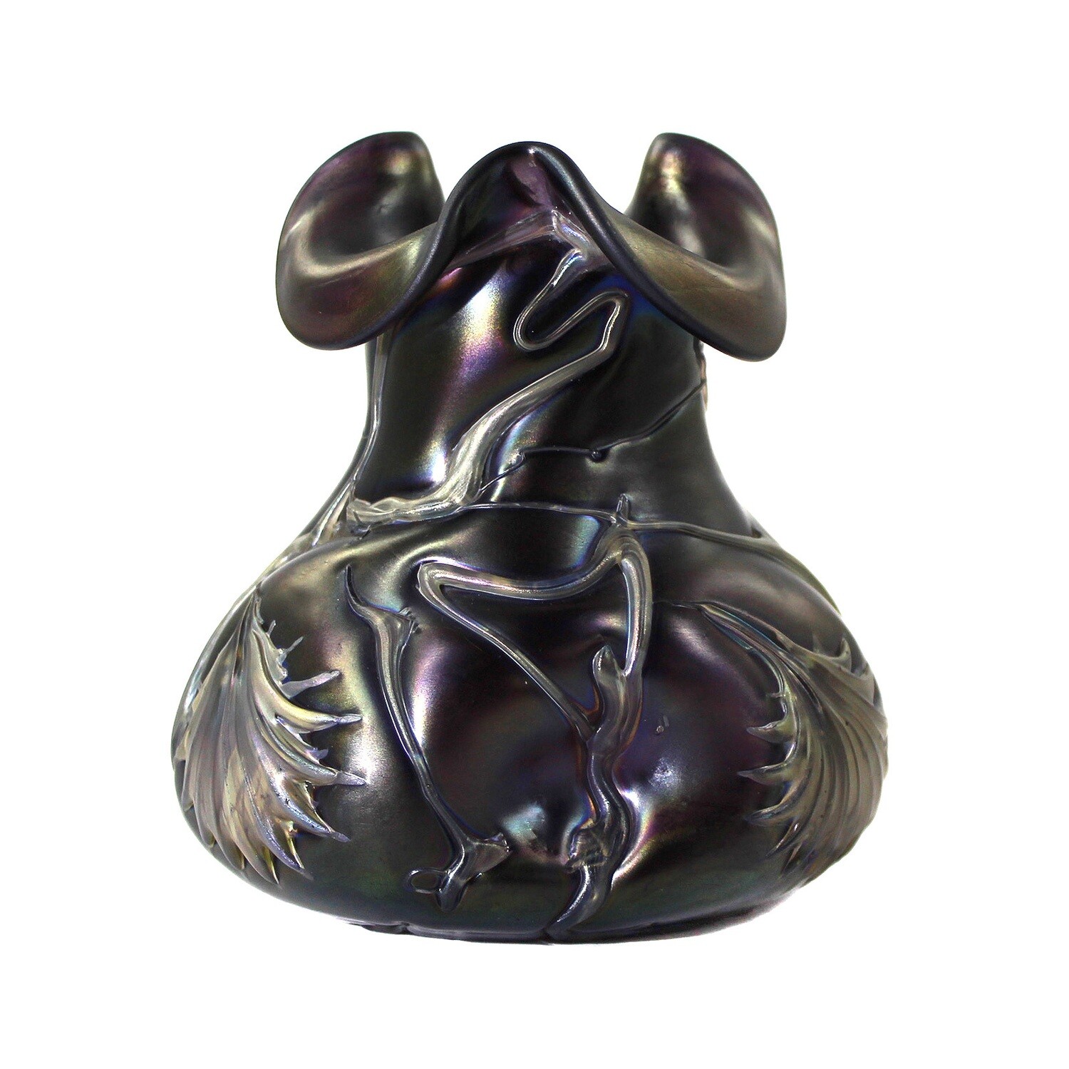 Art Nouveau vase wrapped like a net, Elisabeth glass factory around 1900-03