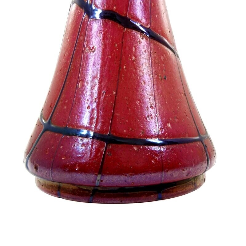 Large vase made of liver-red glass with thread melting, Elisabeth glass factory