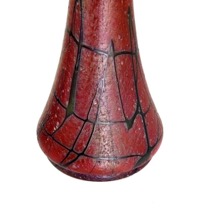 Pair of large vases made of liver-red glass with thread melting, Pallme König