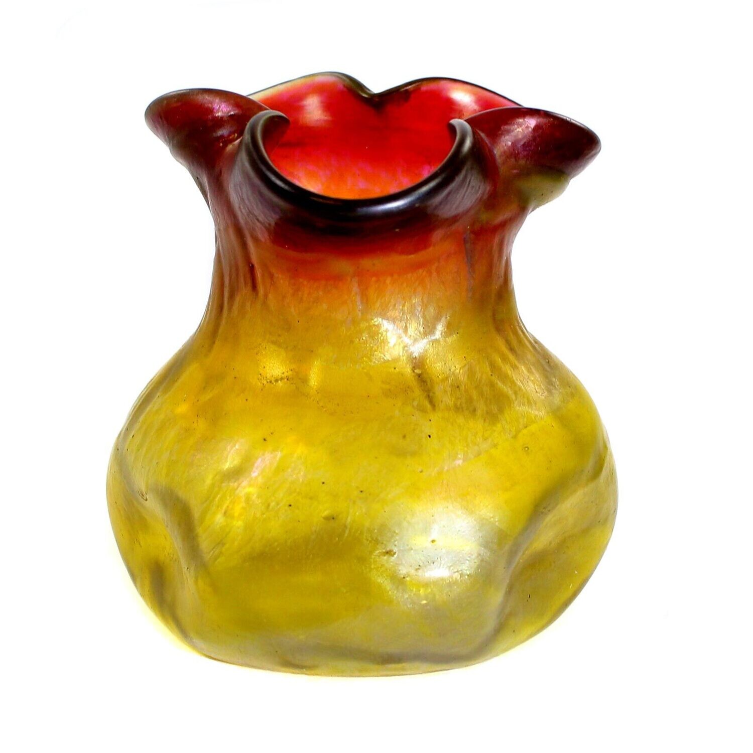 Small flashing vase with a yellow-red gradient, Elisabeth glass factory around 1900
