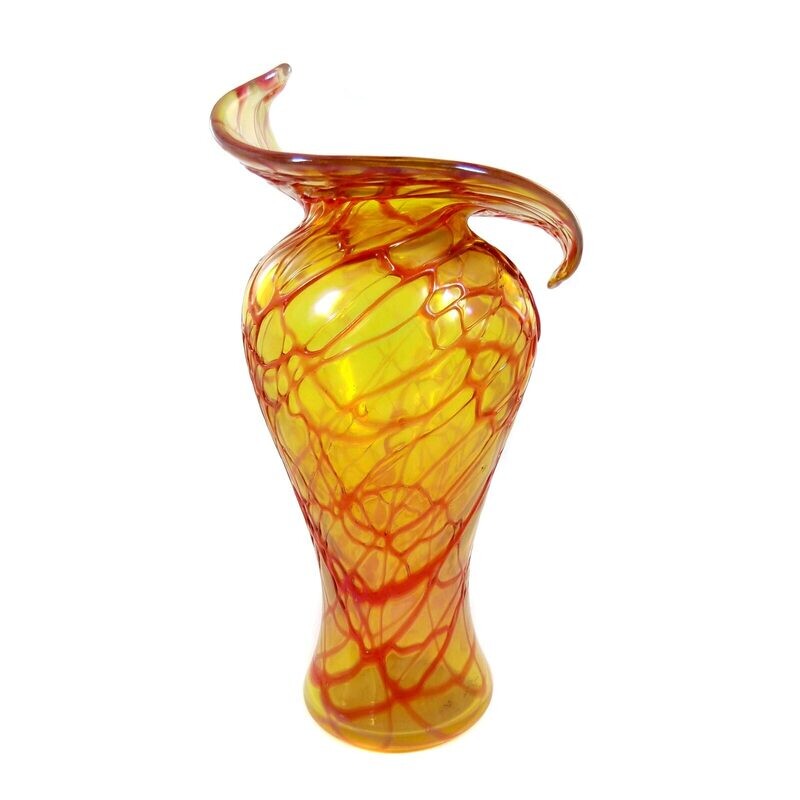 Vase with green-yellow base and thread support, Elisabeth glass factory around 1900-03