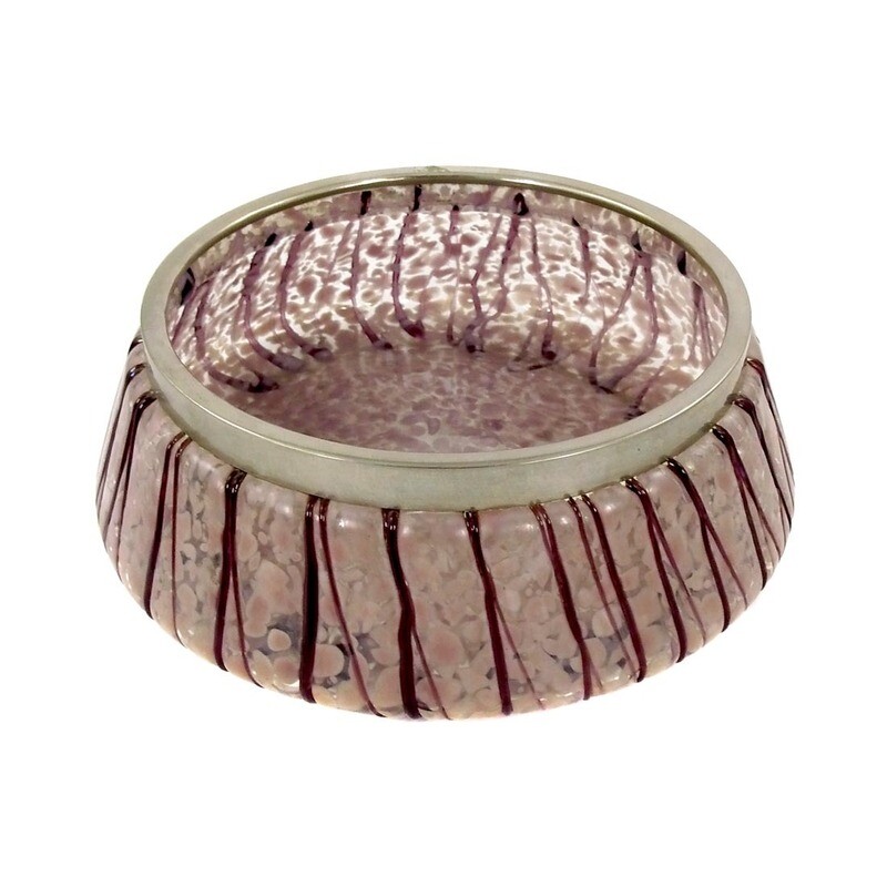 Bowl with crumbs of paint &amp; glass threads, glass factory Elisabeth around 1900-05.