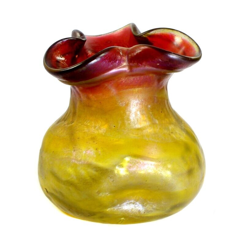 Small flashing vase with a yellow-red gradient, Elisabeth glass factory around 1900