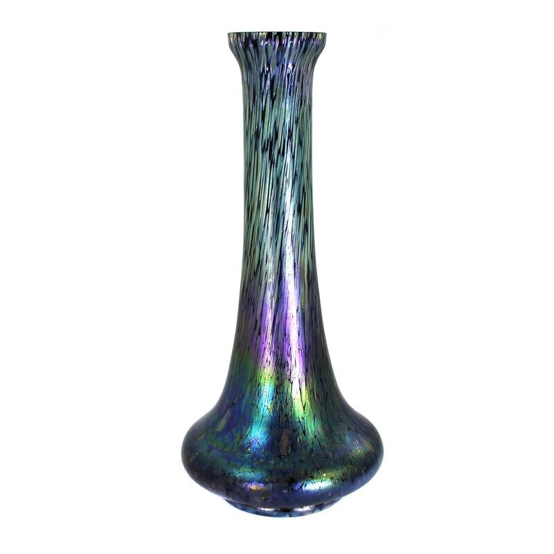 Pair of large vases with Papillon decor, Elisabeth glass factory around 1900-05