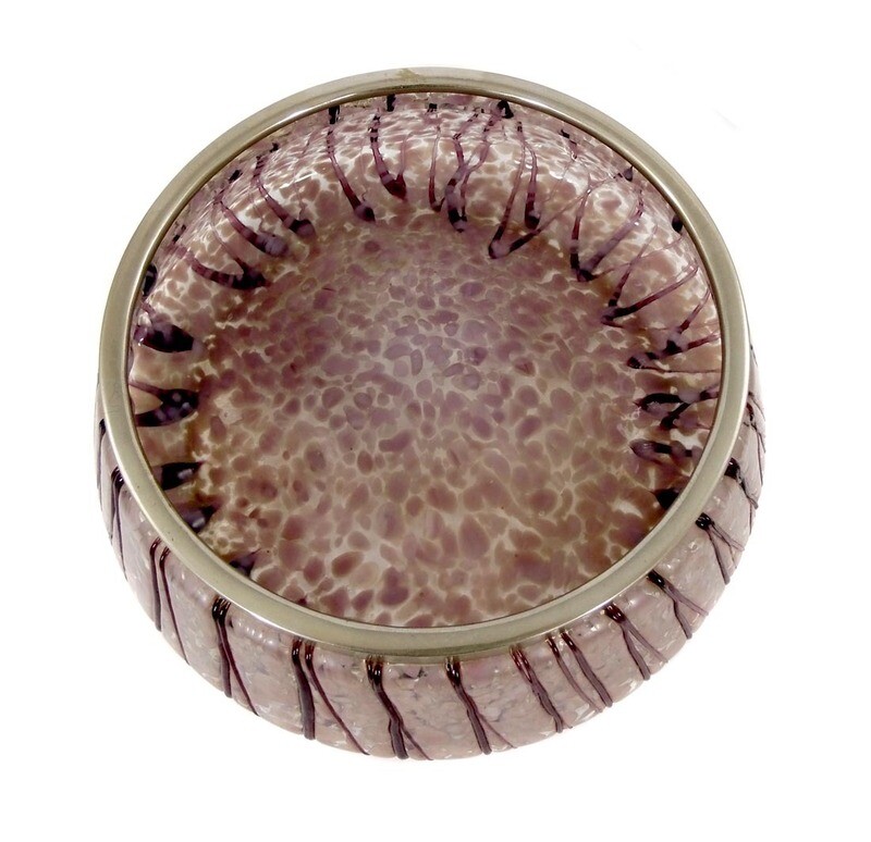 Bowl with crumbs of paint &amp; glass threads, glass factory Elisabeth around 1900-05.