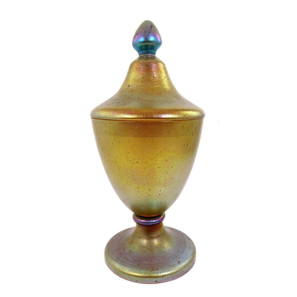 Lidded cup, Loetz, series candia silver iris around 1900-04.
