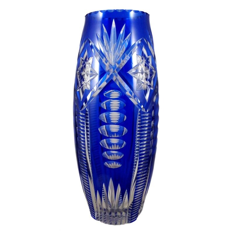 Large vase with blue overlay, Loetz, decor 249, form 2272 around 1922