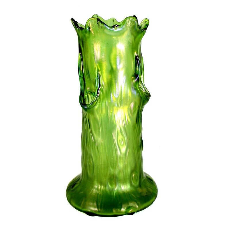 Tall Art Nouveau vase with three knotholes, Loetz, decor Creta Rusticana around 1902