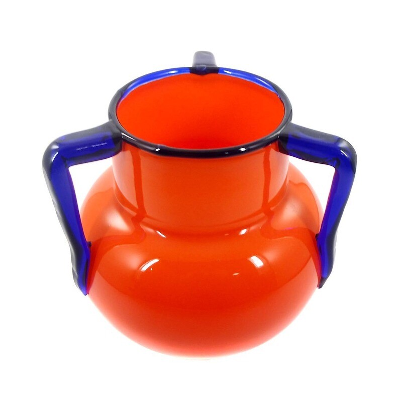 Large vase with three attached ribbon handles, Loetz 1920