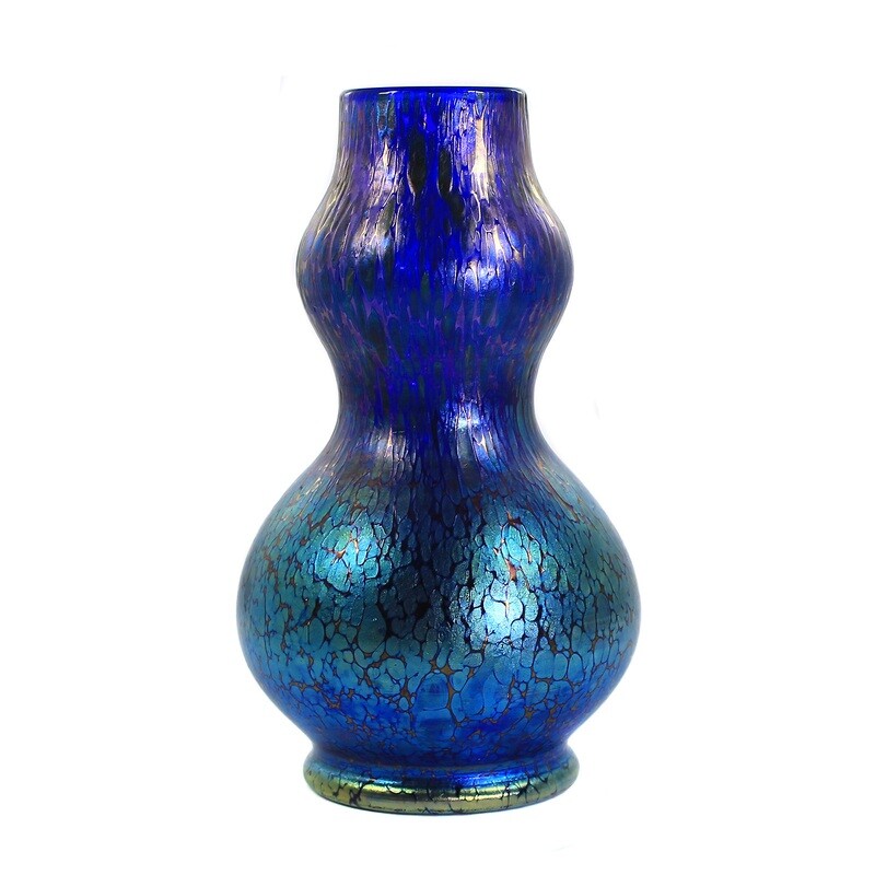 Vase with cobalt Papillon decor, form 8066, Loetz around 1900