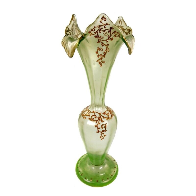 Pair of large vases with impasto gold painting, Loetz, Olympia series