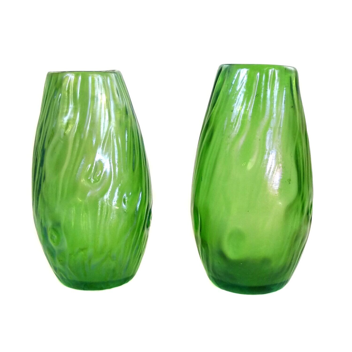 A pair of small vases with a gnarled structure, Loetz, decor creta rusticana around 1899