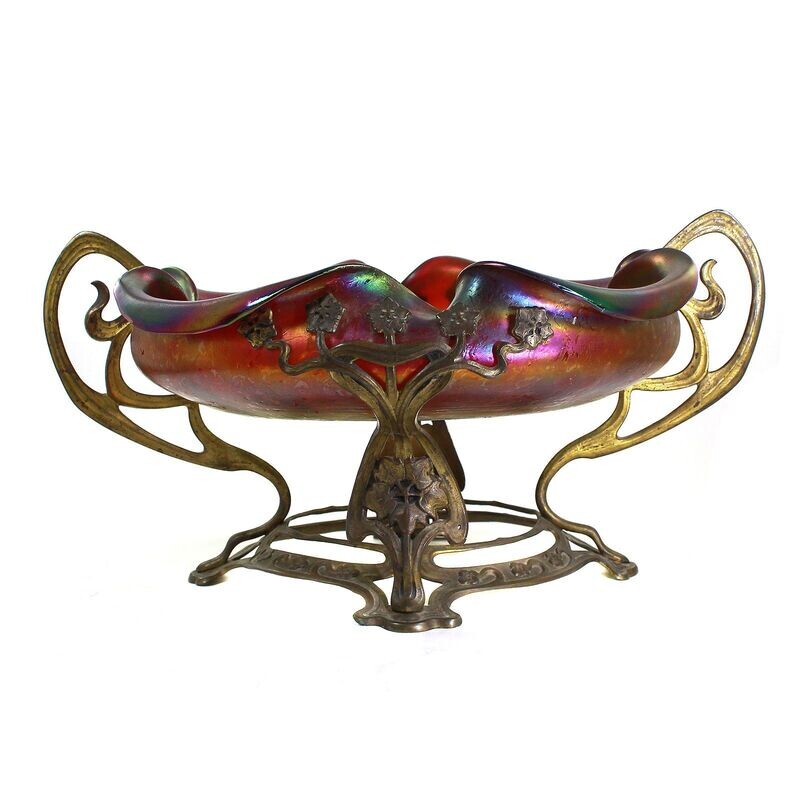 Large bowl with metal fittings, Josef Rindskopf, Pepita series around 1900-05