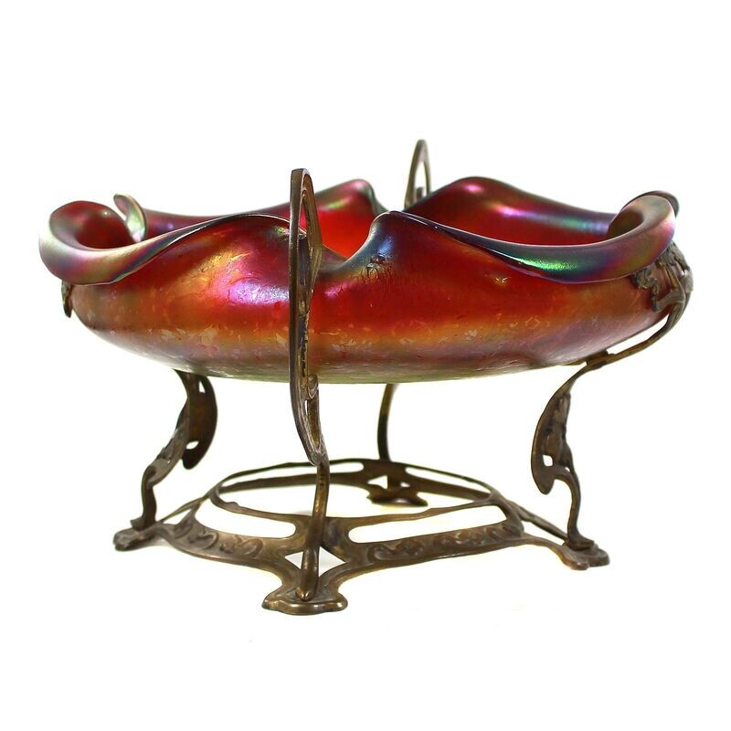 Large bowl with metal fittings, Josef Rindskopf, Pepita series around 1900-05
