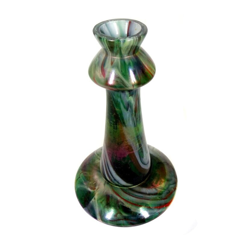 Art Nouveau vase made of marbled glass, cow head around 1900.