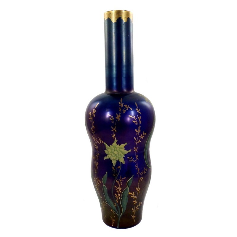 Tall Art Nouveau vase with gold and enamel painting, Neuwelt around 1900