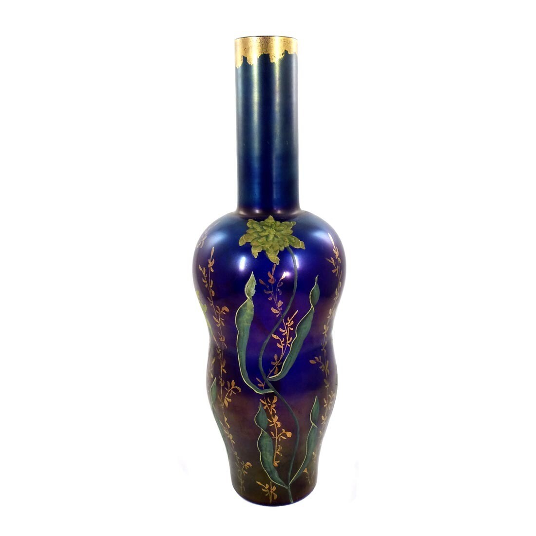 Tall Art Nouveau vase with gold and enamel painting, Neuwelt around 1900