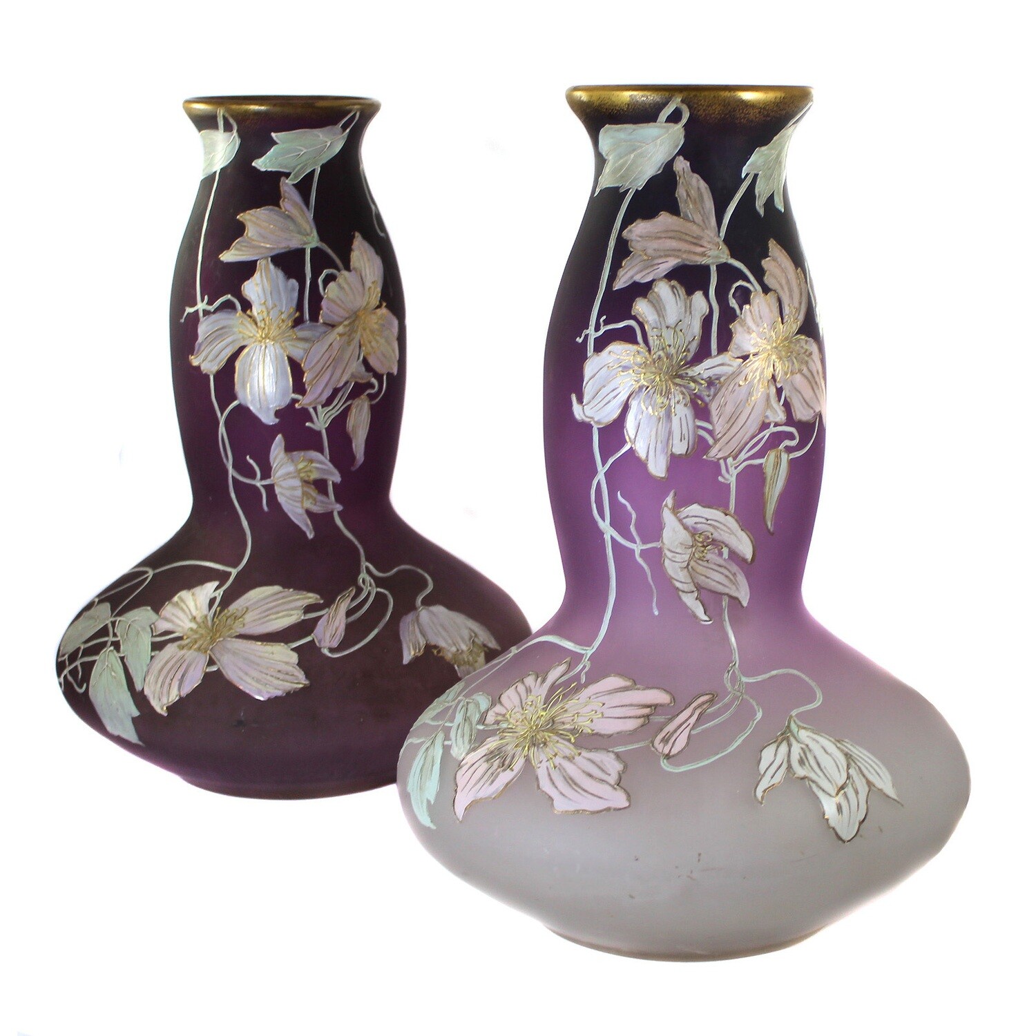 Pair of very large vases with enamel painting, Harrch&#39;sche Neuwelt around 1899