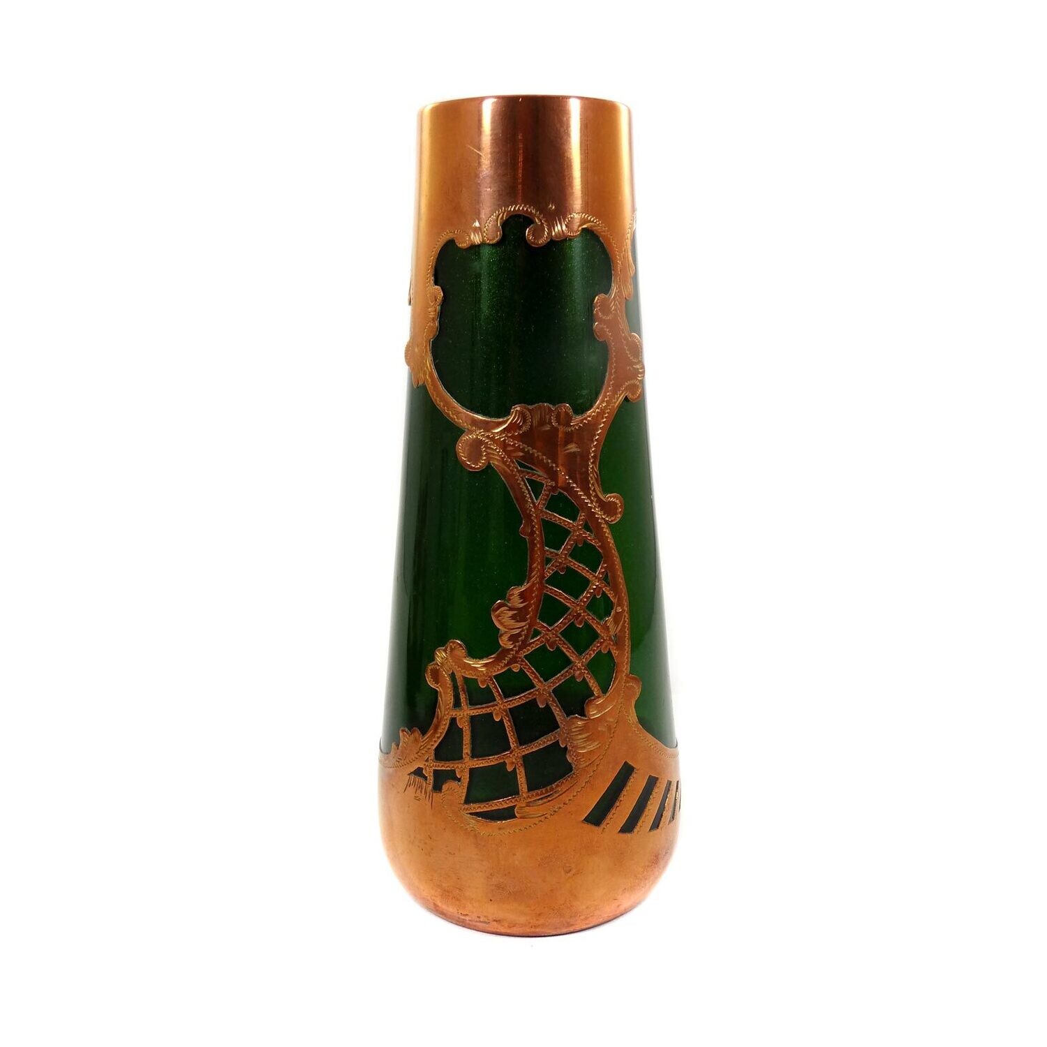 Vase made of chromaventurine glass with copper coating, New World around 1900