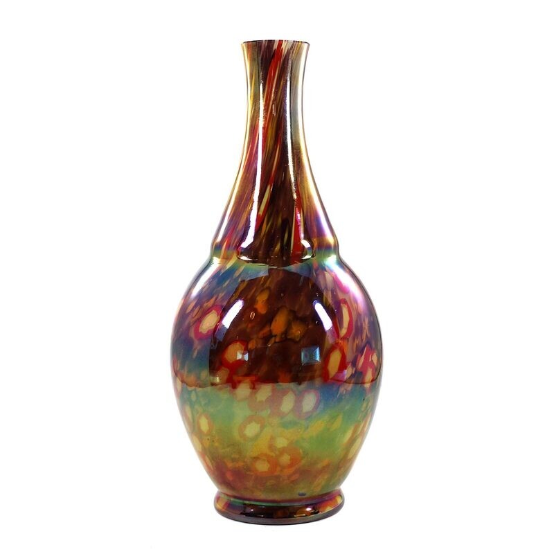 Art Deco vase with color frills, Kralik, iris decor around 1920