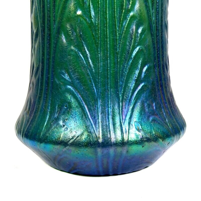 Large vase made of light green glass with an optical pattern, Bohemia around 1905