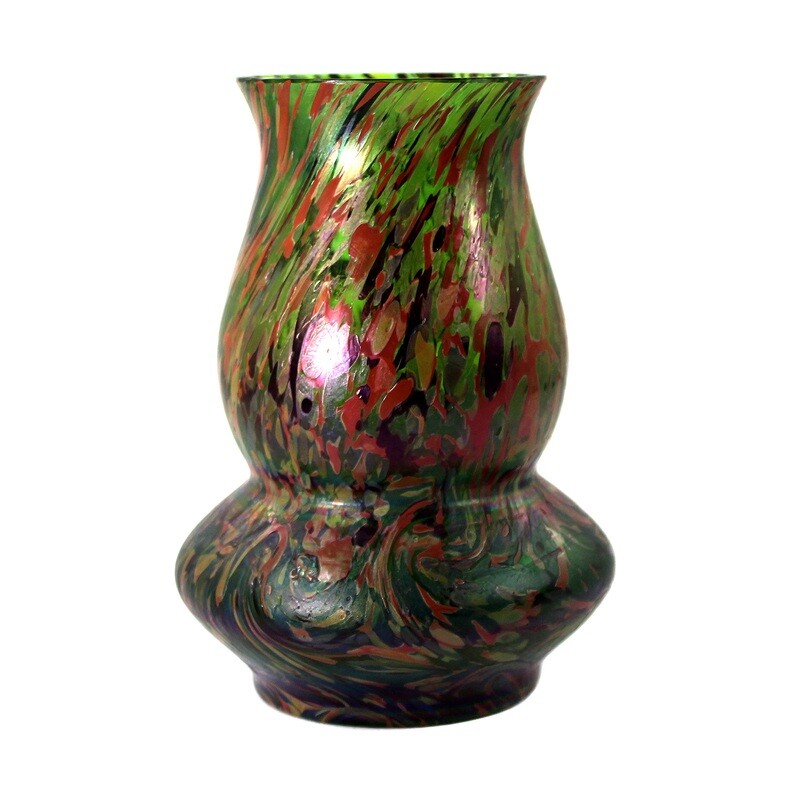 Art Nouveau vase with sealing wax red crumb fusion, Kralik around 1900-05