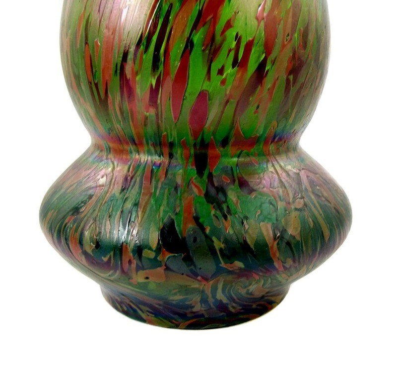 Art Nouveau vase with sealing wax red crumb fusion, Kralik around 1900-05