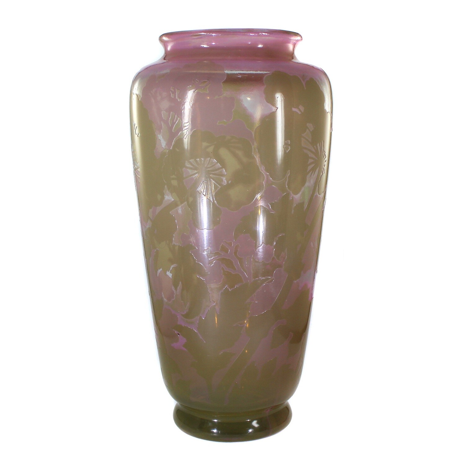 44 cm high vase with Art Nouveau vase with wild plants around 1910, probably Belgium