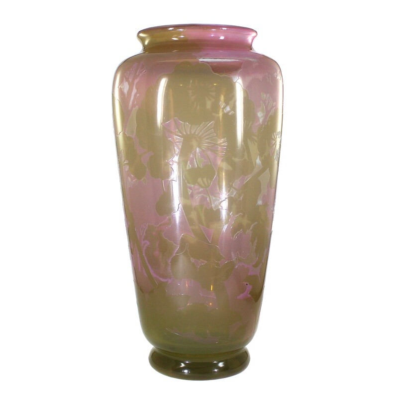44 cm high vase with Art Nouveau vase with wild plants around 1910, probably Belgium