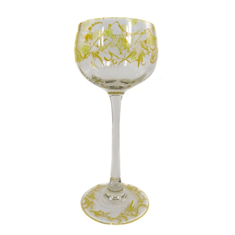 Stem glass with transparent painting, signed. Emmy Seyfried Munich around 1920