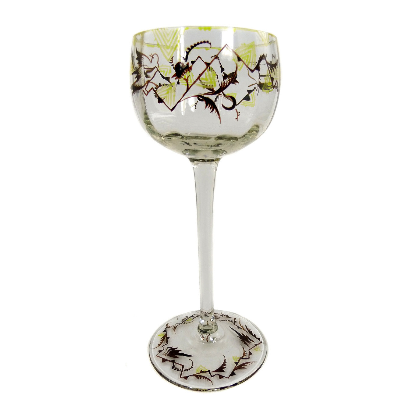 Stem glass with transparent painting, signed. Emmy Seyfried Munich around 1920