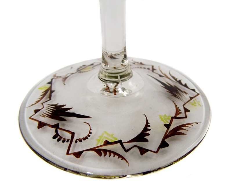 Stem glass with transparent painting, signed. Emmy Seyfried Munich around 1920