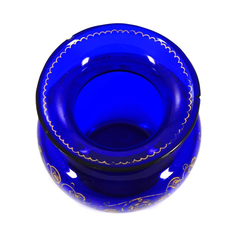 Small vase made of cobalt blue glass, Max Fischabch, OKA Munich around 1920