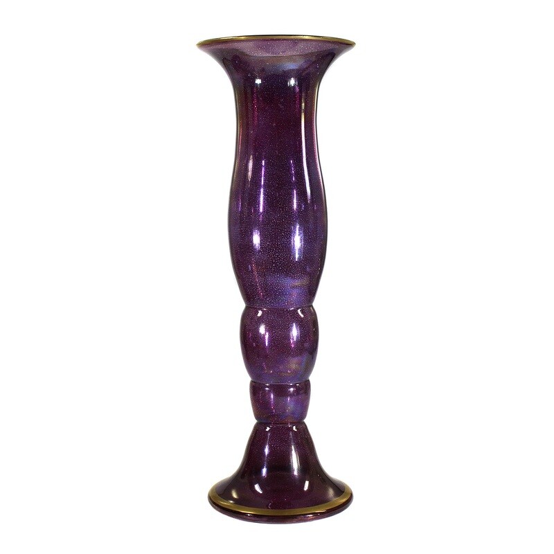 Vase made of colorless glass with etched decoration, signed OKA Munich, Max Fischbach