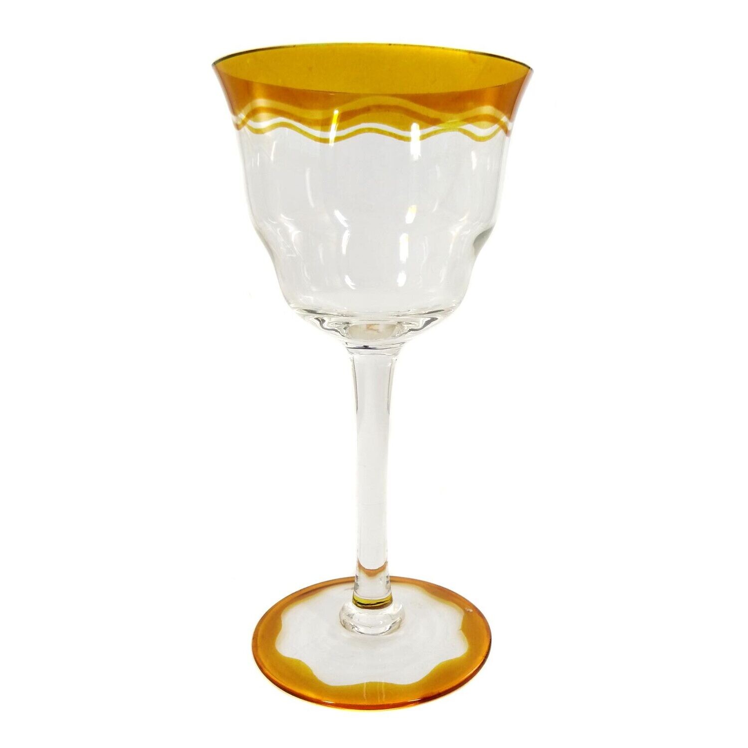 Stem glass made of colorless glass with transparent enamel painting, Bavarian Forest