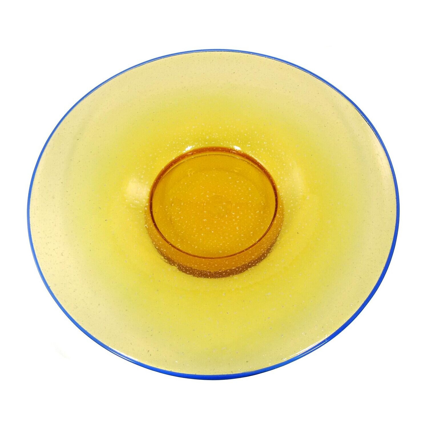 Large bowl with amber-colored background, silver crumbs &amp; blue rim, Zwiesel