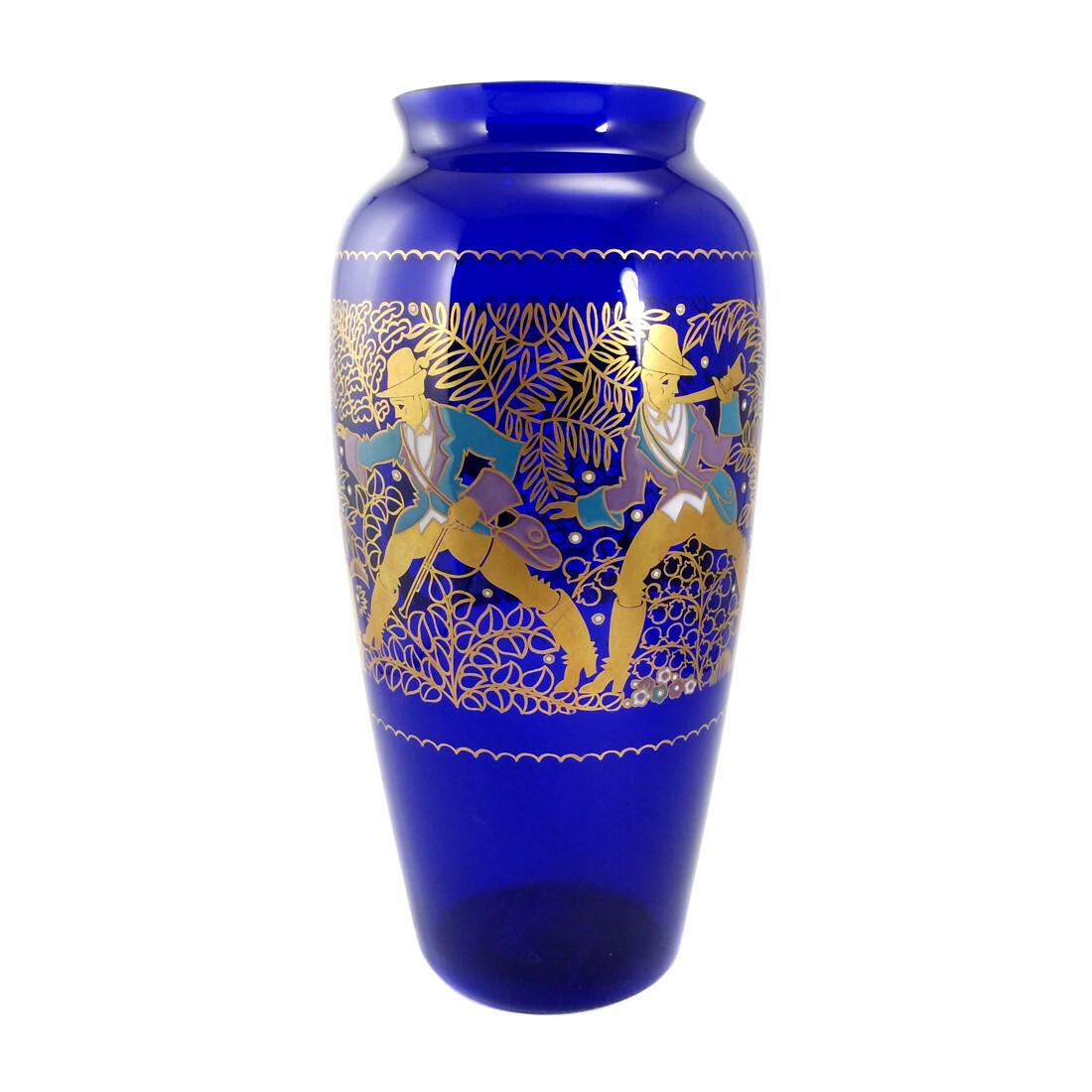 Large vase with hunters, Echinger &amp; Kleiber, Zwiesel around 1920